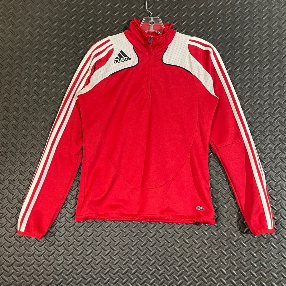 Vintage Adidas Women's Clima365 Red Quarter Zip Pullover‎ Track Jacket Size S
